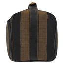 FENDI Pecan Canvas Vanity Pouch PVC Black Brown Auth 143498-4