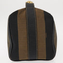 FENDI Pecan Canvas Vanity Pouch PVC Black Brown Auth 143498-5