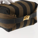 FENDI Pecan Canvas Vanity Pouch PVC Black Brown Auth 143498-6