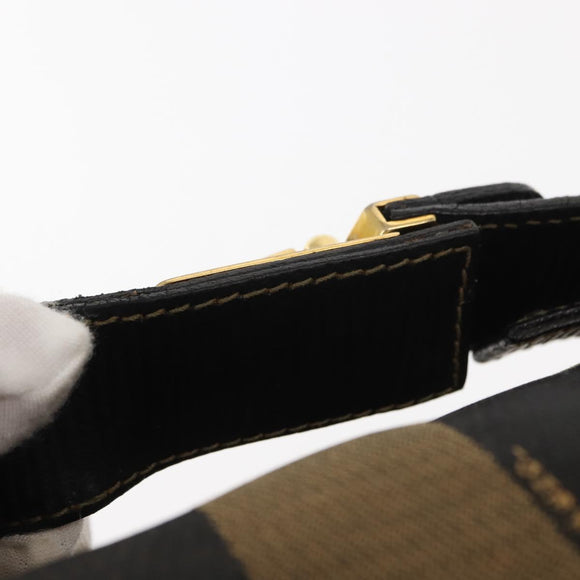 FENDI Pecan Canvas Vanity Pouch PVC Black Brown Auth 143498