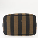 FENDI Pecan Canvas Vanity Pouch PVC Black Brown Auth 143498-9