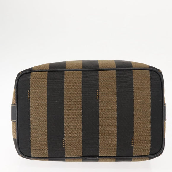 FENDI Pecan Canvas Vanity Pouch PVC Black Brown Auth 143498
