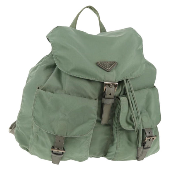PRADA Backpack Nylon Green Silver Auth 143502