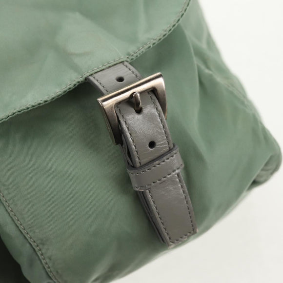 PRADA Backpack Nylon Green Silver Auth 143502