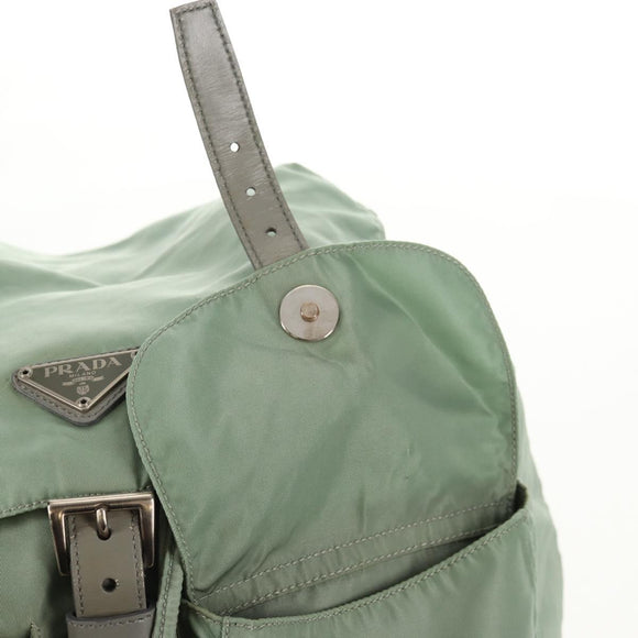 PRADA Backpack Nylon Green Silver Auth 143502