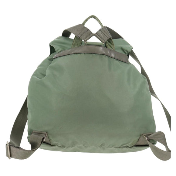 PRADA Backpack Nylon Green Silver Auth 143502