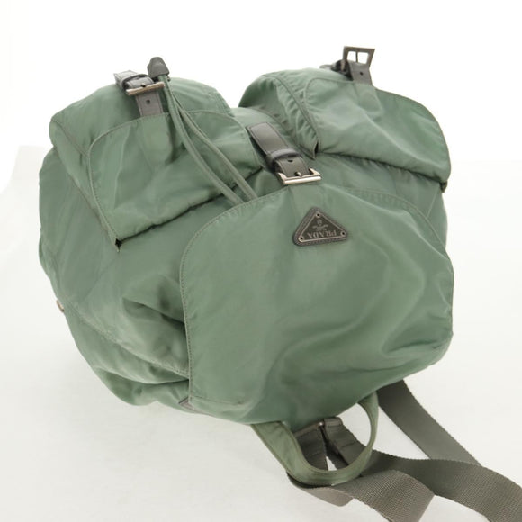PRADA Backpack Nylon Green Silver Auth 143502