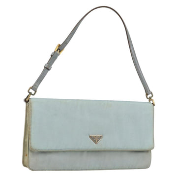 PRADA Shoulder Bag Nylon Light Blue Gold Auth 143505