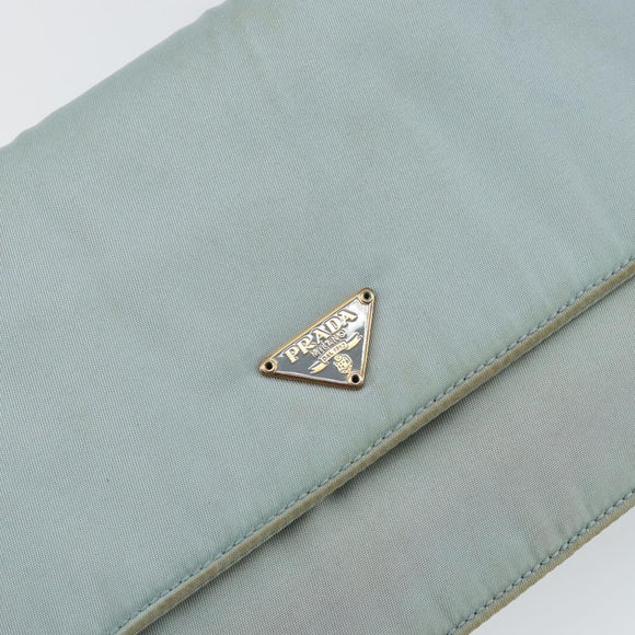 PRADA Shoulder Bag Nylon Light Blue Gold Auth 143505