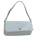 PRADA Shoulder Bag Nylon Light Blue Gold Auth 143505-1