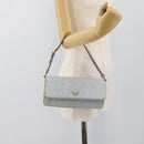 PRADA Shoulder Bag Nylon Light Blue Gold Auth 143505-26