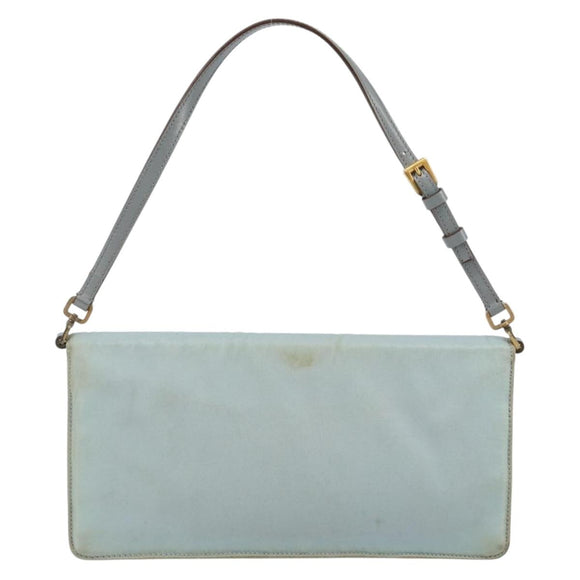 PRADA Shoulder Bag Nylon Light Blue Gold Auth 143505