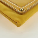 PRADA Chain Shoulder Bag Nylon Leather Yellow Gold Auth 143507-13