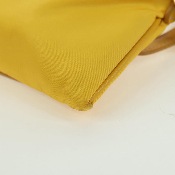 PRADA Chain Shoulder Bag Nylon Leather Yellow Gold Auth 143507
