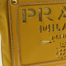 PRADA Chain Shoulder Bag Nylon Leather Yellow Gold Auth 143507-17