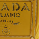 PRADA Chain Shoulder Bag Nylon Leather Yellow Gold Auth 143507-18
