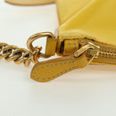 PRADA Chain Shoulder Bag Nylon Leather Yellow Gold Auth 143507-19
