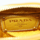 PRADA Chain Shoulder Bag Nylon Leather Yellow Gold Auth 143507-20