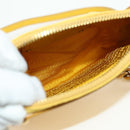 PRADA Chain Shoulder Bag Nylon Leather Yellow Gold Auth 143507-21