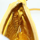 PRADA Chain Shoulder Bag Nylon Leather Yellow Gold Auth 143507-23