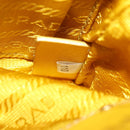 PRADA Chain Shoulder Bag Nylon Leather Yellow Gold Auth 143507-24