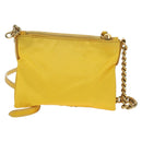 PRADA Chain Shoulder Bag Nylon Leather Yellow Gold Auth 143507-3