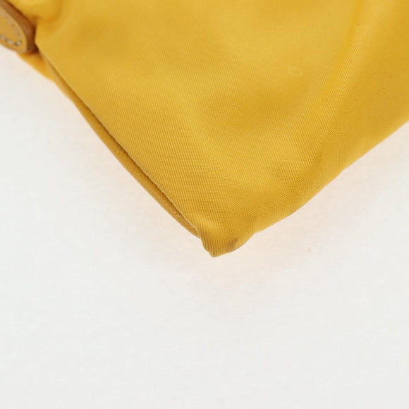 PRADA Chain Shoulder Bag Nylon Leather Yellow Gold Auth 143507V