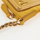 PRADA Chain Shoulder Bag Nylon Leather Yellow Gold Auth 143507V-20