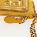 PRADA Chain Shoulder Bag Nylon Leather Yellow Gold Auth 143507V-21