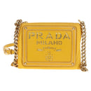 PRADA Chain Shoulder Bag Nylon Leather Yellow Gold Auth 143507V-13