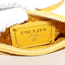 PRADA Chain Shoulder Bag Nylon Leather Yellow Gold Auth 143507V-22