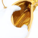 PRADA Chain Shoulder Bag Nylon Leather Yellow Gold Auth 143507V-11