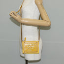 PRADA Chain Shoulder Bag Nylon Leather Yellow Gold Auth 143507V-26