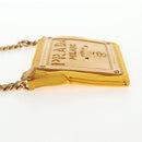 PRADA Chain Shoulder Bag Nylon Leather Yellow Gold Auth 143507V-3