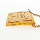 PRADA Chain Shoulder Bag Nylon Leather Yellow Gold Auth 143507V-4