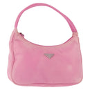 PRADA Hand Bag Nylon Pink Silver Auth 143508-1