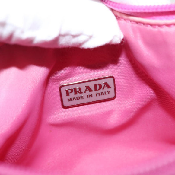 PRADA Hand Bag Nylon Pink Silver Auth 143508