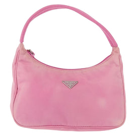 PRADA Hand Bag Nylon Pink Silver Auth 143508 - 0