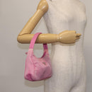 PRADA Hand Bag Nylon Pink Silver Auth 143508-21