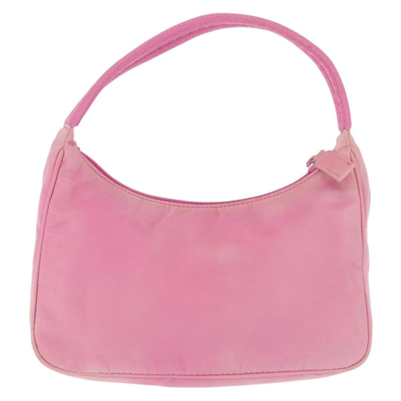 PRADA Hand Bag Nylon Pink Silver Auth 143508