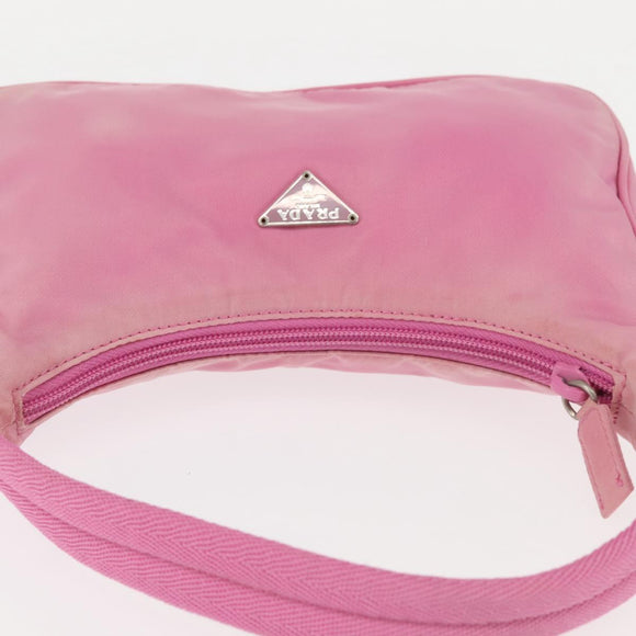 PRADA Hand Bag Nylon Pink Silver Auth 143508