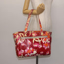 CHANEL High Summer Tote Bag Vinyl Red Silver CC Auth 143512-23