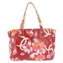 CHANEL High Summer Tote Bag Vinyl Red Silver CC Auth 143512-2