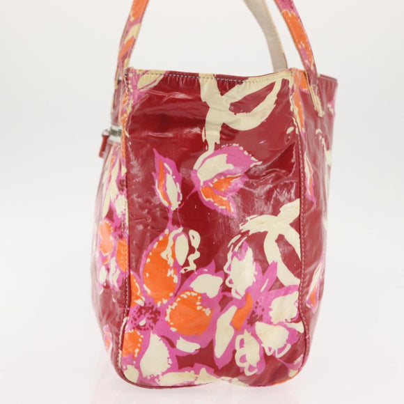 CHANEL High Summer Tote Bag Vinyl Red Silver CC Auth 143512