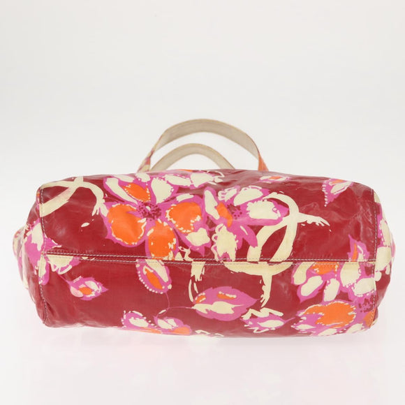 CHANEL High Summer Tote Bag Vinyl Red Silver CC Auth 143512