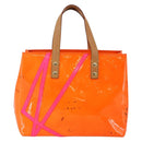 LOUIS VUITTON Monogram Vernis Fluo Reade PM Bag Pink Orange M91903 Auth 143574-2