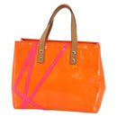 LOUIS VUITTON Monogram Vernis Fluo Reade PM Bag Pink Orange M91903 Auth 143574-3