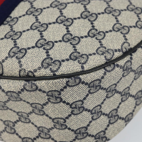 GUCCI GG Supreme Sherry Line Shoulder Bag PVC Navy Gold Red Auth 143575