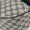 GUCCI GG Supreme Sherry Line Shoulder Bag PVC Navy Gold Red Auth 143575-11