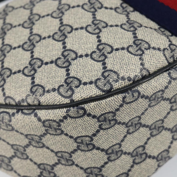 GUCCI GG Supreme Sherry Line Shoulder Bag PVC Navy Gold Red Auth 143575